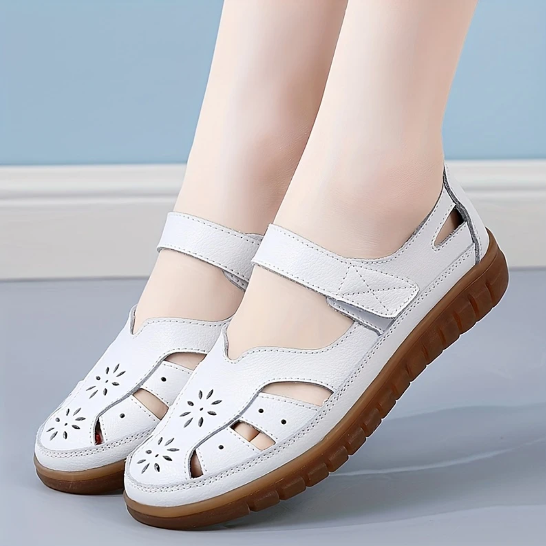 CMF Women Orthopedic Sandals Breathable Leather Arch-support Velcro Roman Trendy Summer