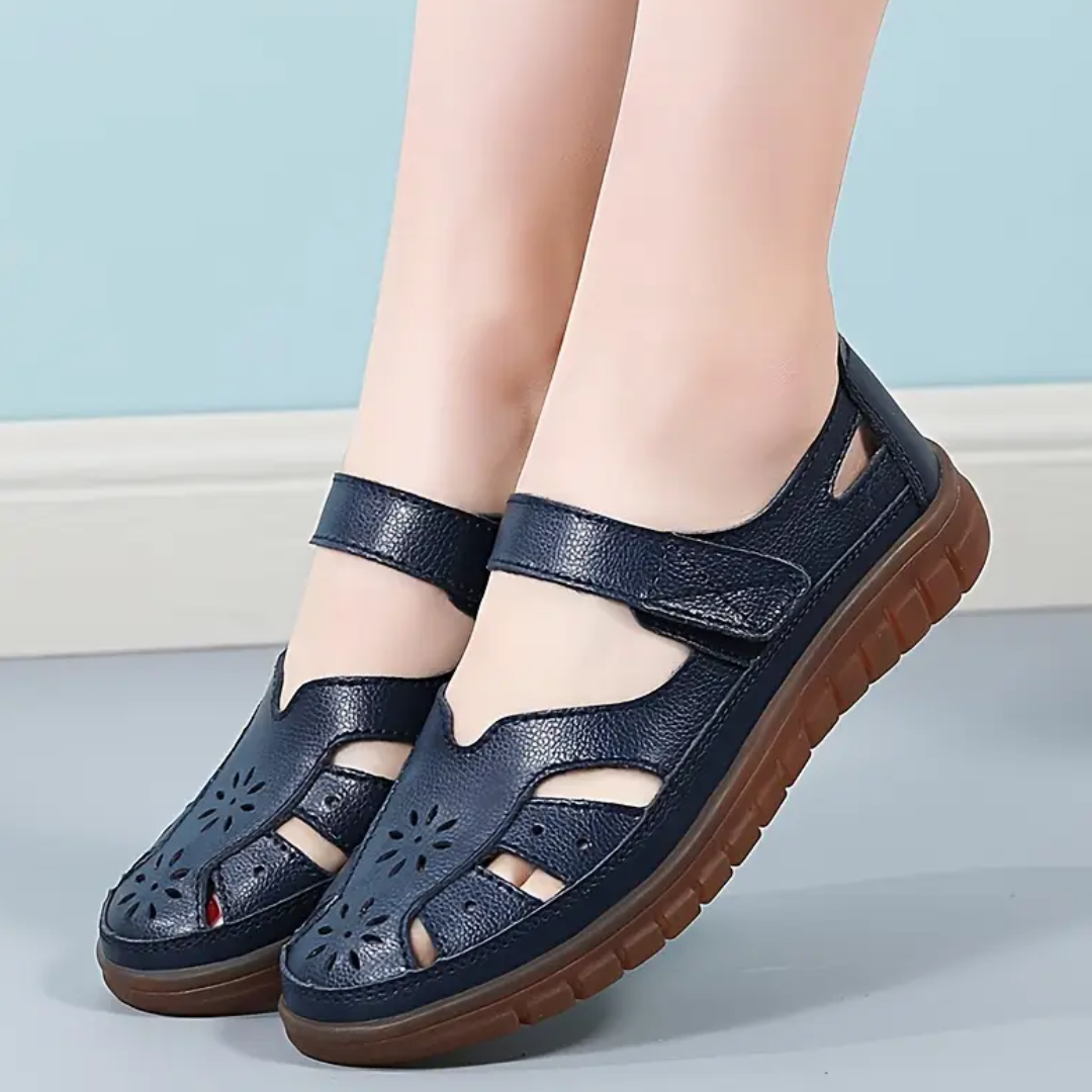 CMF Women Orthopedic Sandals Breathable Leather Arch-support Velcro Roman Trendy Summer