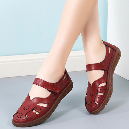 CMF Women Orthopedic Sandals Breathable Leather Arch-support Velcro Roman Trendy Summer