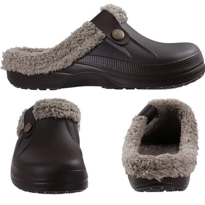 Women's Comfort Winter Warm Fleece Lined Mules Slippers Waterproof Indoor Outdoor Non-slip House Shoes