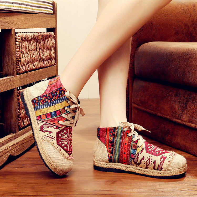 2026 New Bohemian Cotton-Linen Boots for Women
