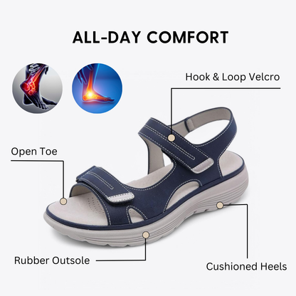 CMF Women Orthopedic Sandals Breathable Arch-support Waterproof Leather Summer Velcro