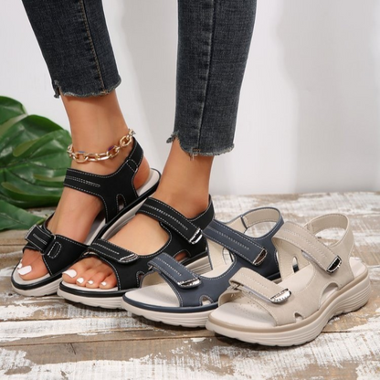 CMF Women Orthopedic Sandals Breathable Arch-support Waterproof Leather Summer Velcro