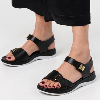 CMF Women Orthopedic Sandals Arch-support Ventilated Leather Waterpoof Velcro Summer