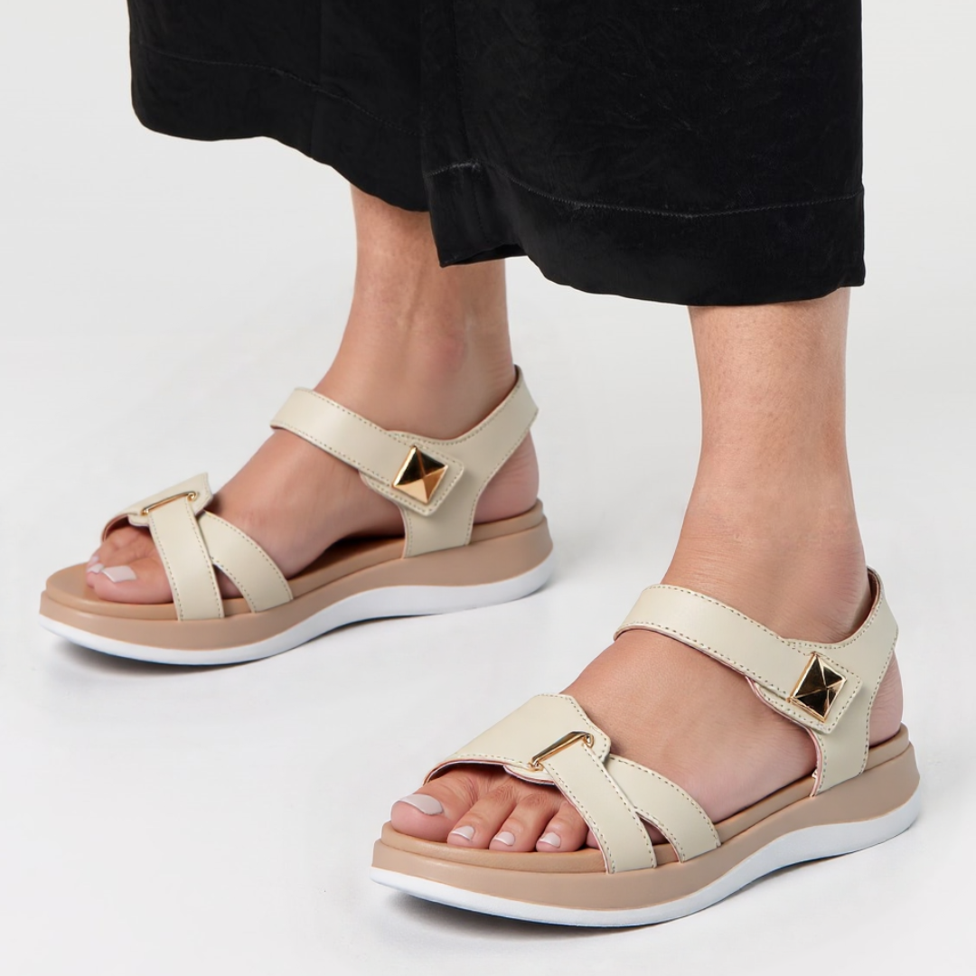 CMF Women Orthopedic Sandals Arch-support Ventilated Leather Waterpoof Velcro Summer
