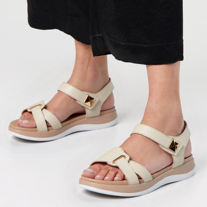 CMF Women Orthopedic Sandals Arch-support Ventilated Leather Waterpoof Velcro Summer