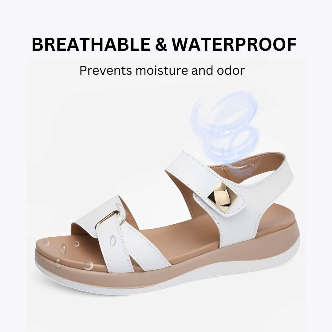CMF Women Orthopedic Sandals Arch-support Ventilated Leather Waterpoof Velcro Summer