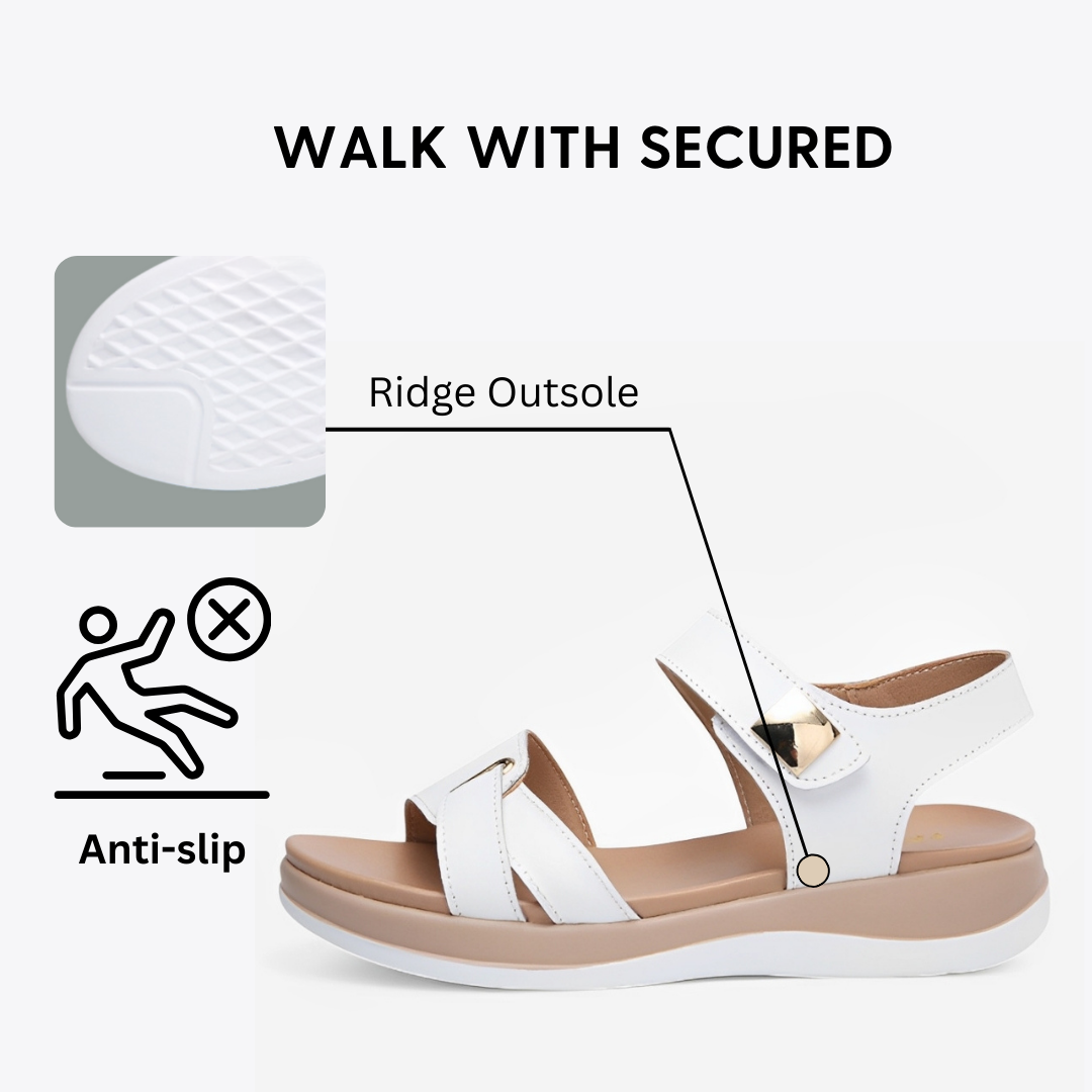 CMF Women Orthopedic Sandals Arch-support Ventilated Leather Waterpoof Velcro Summer