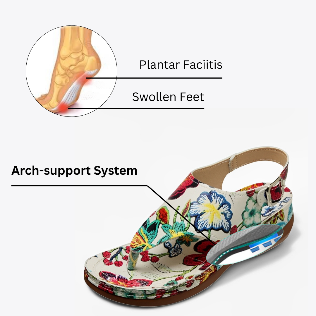CMF Women Orthopedic Sandals Airy Waterproof Arch-support Flower Buckle Beach Summer