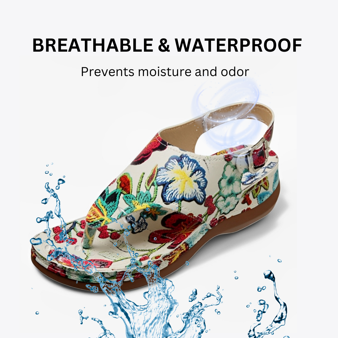 CMF Women Orthopedic Sandals Airy Waterproof Arch-support Flower Buckle Beach Summer
