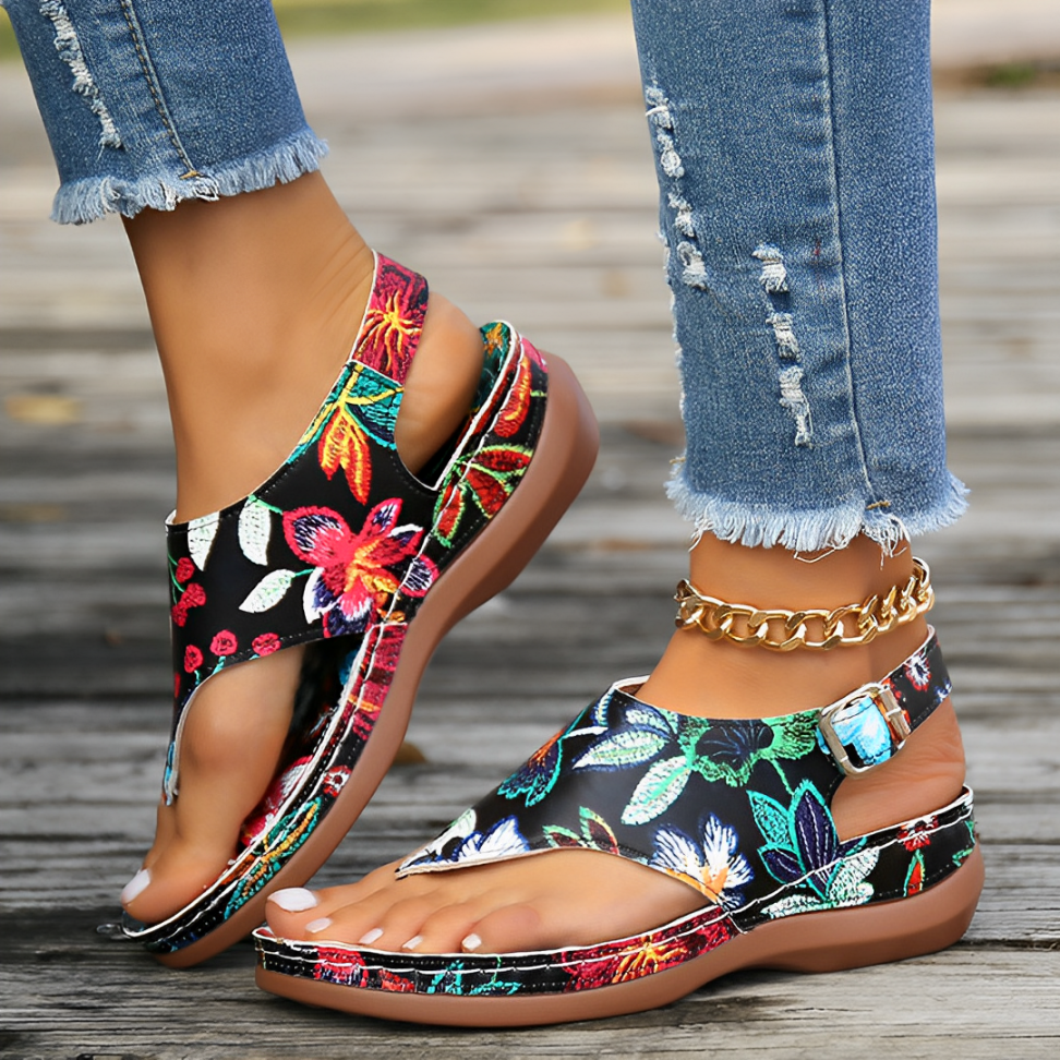 CMF Women Orthopedic Sandals Airy Waterproof Arch-support Flower Buckle Beach Summer