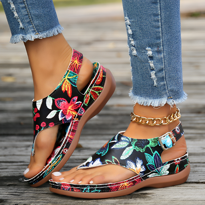 CMF Women Orthopedic Sandals Airy Waterproof Arch-support Flower Buckle Beach Summer