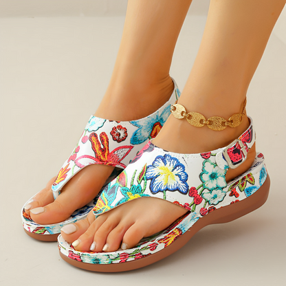 CMF Women Orthopedic Sandals Airy Waterproof Arch-support Flower Buckle Beach Summer