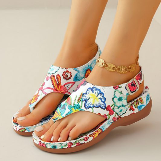 CMF Women Orthopedic Sandals Airy Waterproof Arch-support Flower Buckle Beach Summer