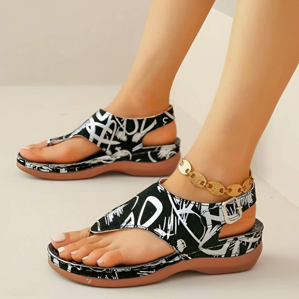 CMF Women Orthopedic Sandals Airy Waterproof Arch-support Flower Buckle Beach Summer