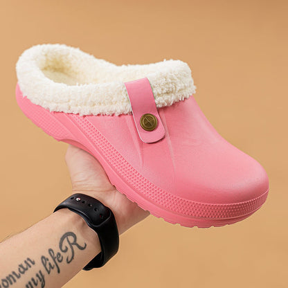 Women's Comfort Winter Warm Fleece Lined Mules Slippers Waterproof Indoor Outdoor Non-slip House Shoes