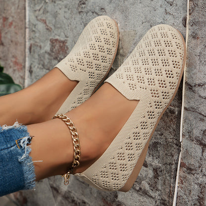 Women's Knitted Hollow Flat Shoes