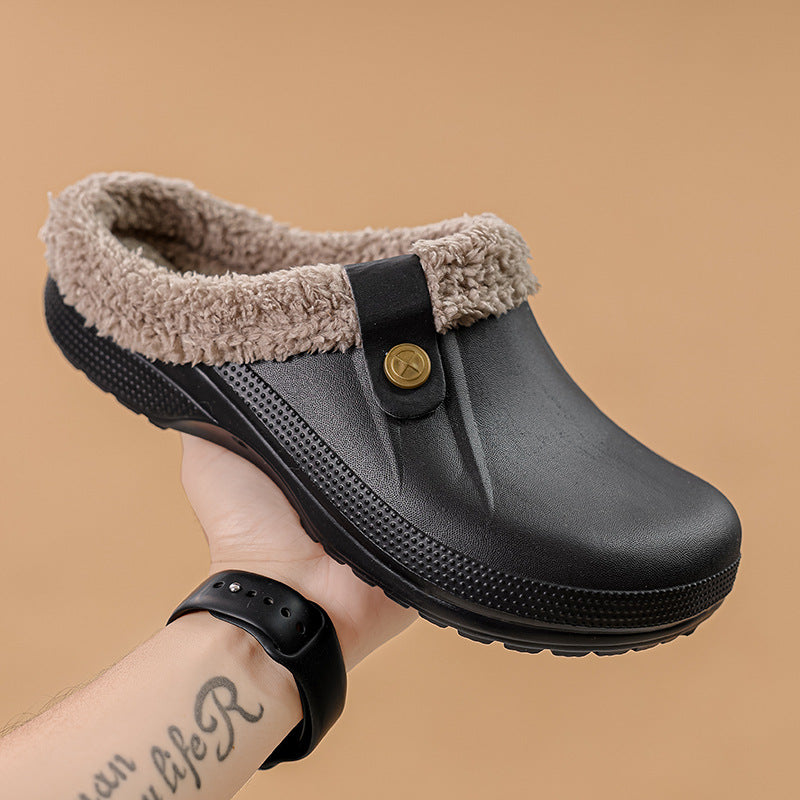 Women's Comfort Winter Warm Fleece Lined Mules Slippers Waterproof Indoor Outdoor Non-slip House Shoes