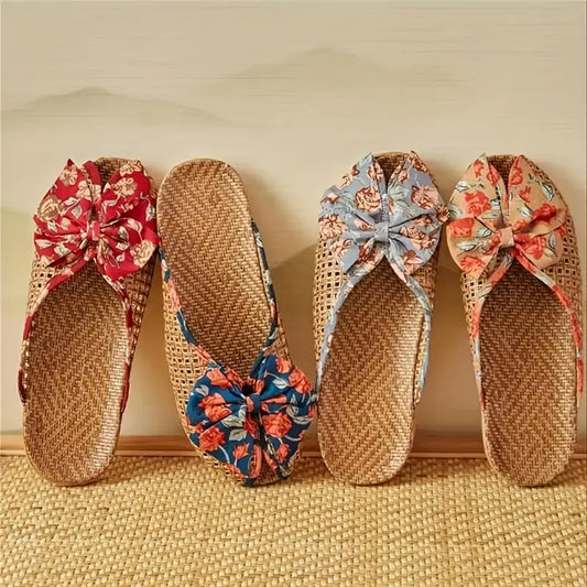 Women's Summer Woven Straw Slide Sandals – Breathable & Lightweight
