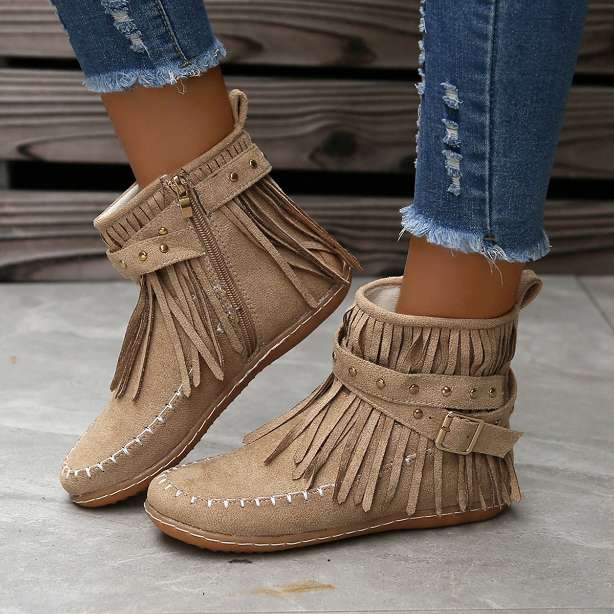 🔥Last Day 55% Discount-2023 New Short Sleeve Orthopedic Women's Tassel Boots-Buy 2 Free Shipping