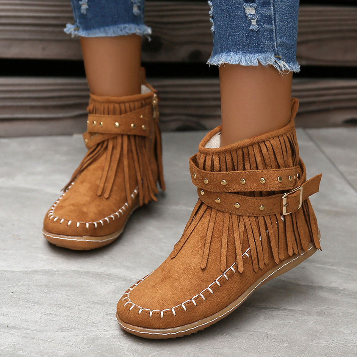 🔥Last Day 55% Discount-2023 New Short Sleeve Orthopedic Women's Tassel Boots-Buy 2 Free Shipping