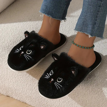 Women’s Warm Cat Slippers – Plush Indoor House Shoes with Non-Slip Sole & Cozy Lining
