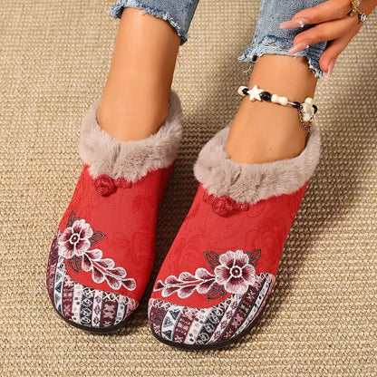 Women’s Warm Floral Winter Ankle Boots – Cozy, Lightweight & Non-Slip
