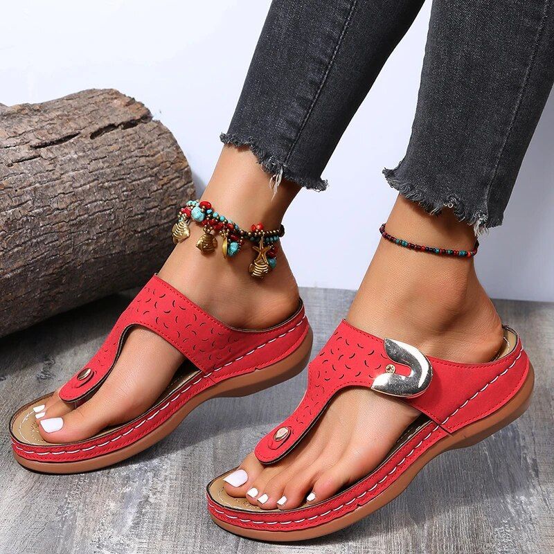 CMF Women Orthopedic Sandal Thick And Spongy Platform Light Vintage Summer Flip-flop
