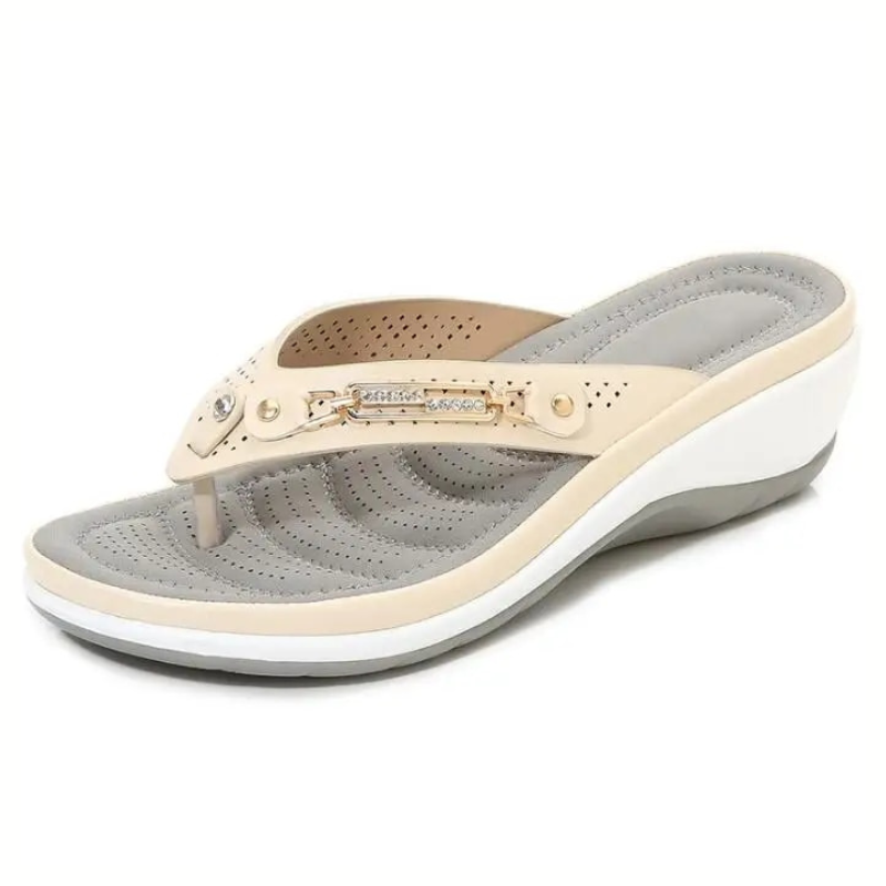 CMF Women Orthopedic Sandals Comfy Thong Wedge Beach Flip Flop