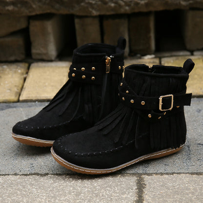 🔥Last Day 55% Discount-2023 New Short Sleeve Orthopedic Women's Tassel Boots-Buy 2 Free Shipping