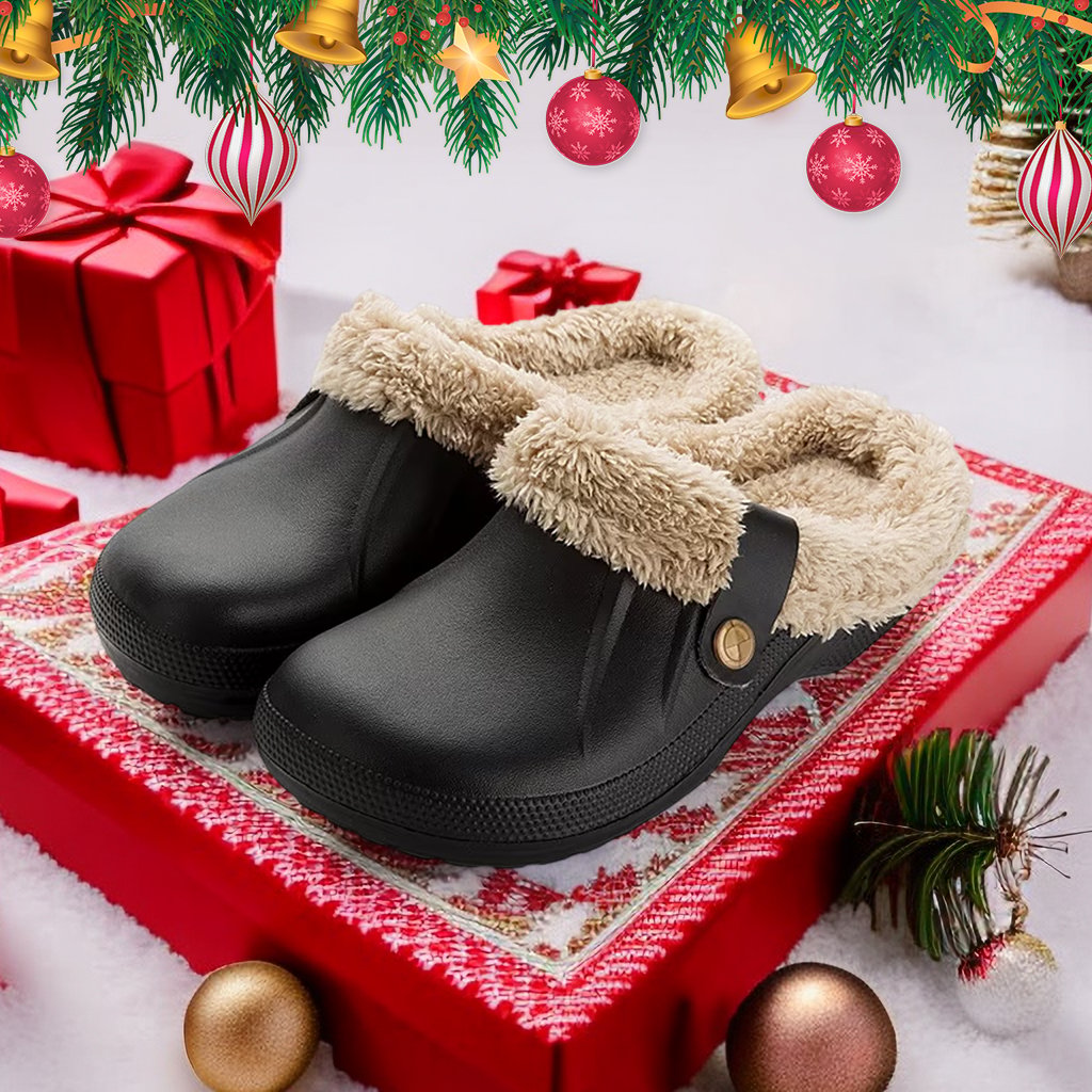 Women's Comfort Winter Warm Fleece Lined Mules Slippers Waterproof Indoor Outdoor Non-slip House Shoes