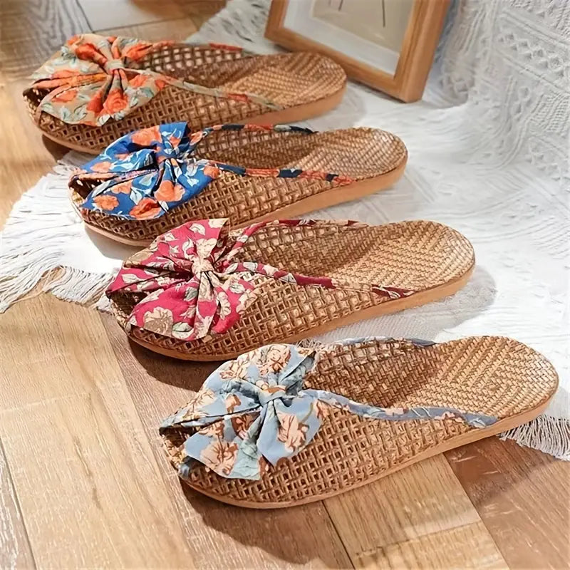 Women's Summer Woven Straw Slide Sandals – Breathable & Lightweight