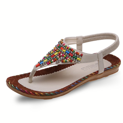 CMF Women Orthopedic Sandals Bohemian Clip Toe Summer Soft Bottom Beach Sandals