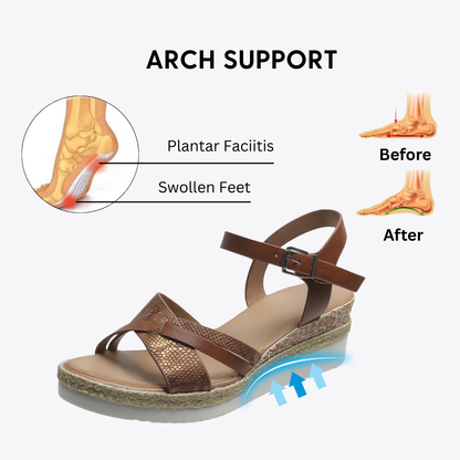CMF Women Orthopedic Sandals Comfortable Arch Support Breathable Non-slip Dress Sandal Snake Print Summer