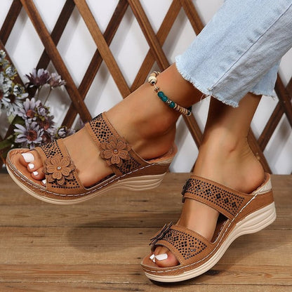 🔥Last Day Promotion 50% OFF - Floral Wedge Platform Orthopedic Sandals