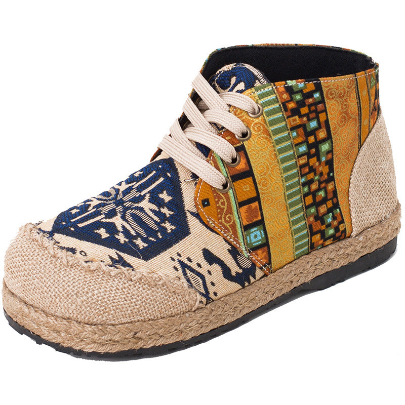 2026 New Bohemian Cotton-Linen Boots for Women