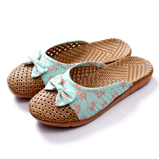 Natural Straw Slide Slippers – Perfect for Summer at Home