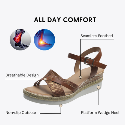 CMF Women Orthopedic Sandals Comfortable Arch Support Breathable Non-slip Dress Sandal Snake Print Summer