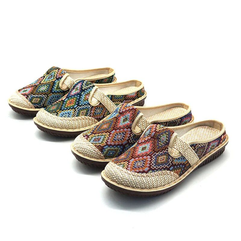 CMF Women Orthopedic Sandals Summer Paisley Flat Comfortable Retro Vintage Soft Muller