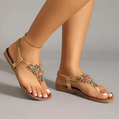 CMF Women Orthopedic Sandals Bohemian Clip Toe Summer Soft Bottom Beach Sandals