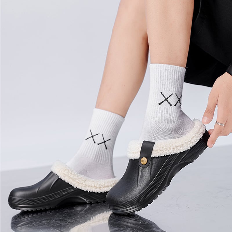Women's Comfort Winter Warm Fleece Lined Mules Slippers Waterproof Indoor Outdoor Non-slip House Shoes