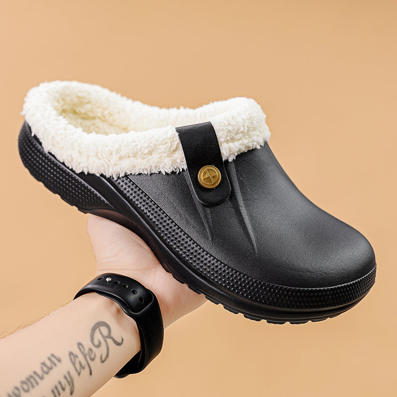Women's Comfort Winter Warm Fleece Lined Mules Slippers Waterproof Indoor Outdoor Non-slip House Shoes