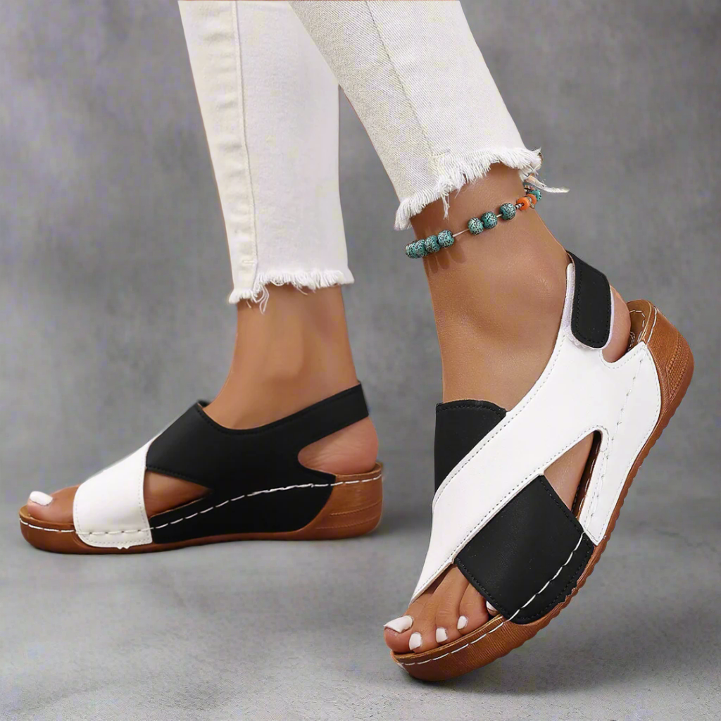 CMF Women Sandals Arch-support Breathable Cross-Strap Leather Anti-skid Summer