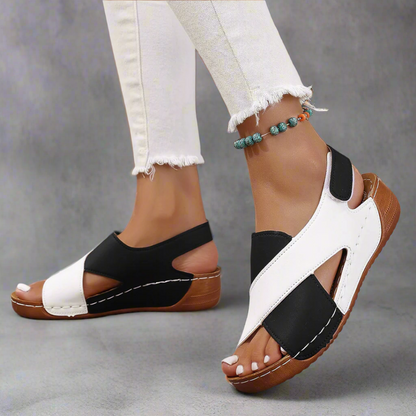 CMF Women Sandals Arch-support Breathable Cross-Strap Leather Anti-skid Summer