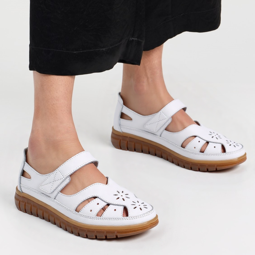 CMF Women Orthopedic Sandals Breathable Leather Arch-support Velcro Roman Trendy Summer
