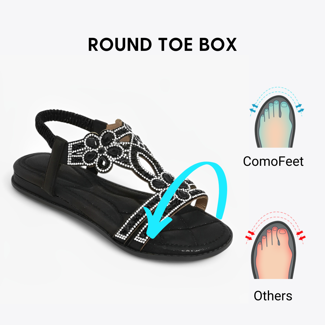 CMF Orthopedic Women Wedge Sandals Floral Crystal Flat Heeled Clip Toe Beach Sandals