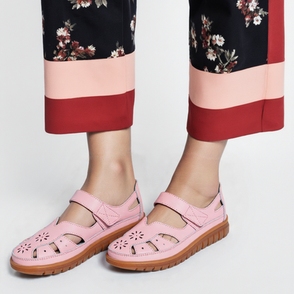 CMF Women Orthopedic Sandals Breathable Leather Arch-support Velcro Roman Trendy Summer