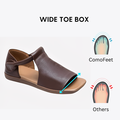 CMF Women Sandals Comfortable Open-toe Leather Summer Velcro Flat Walking Modern