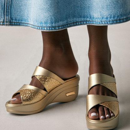 CMF Women Orthopedic Sandals Arch-support Airy Open Toe Slip-on Glitter