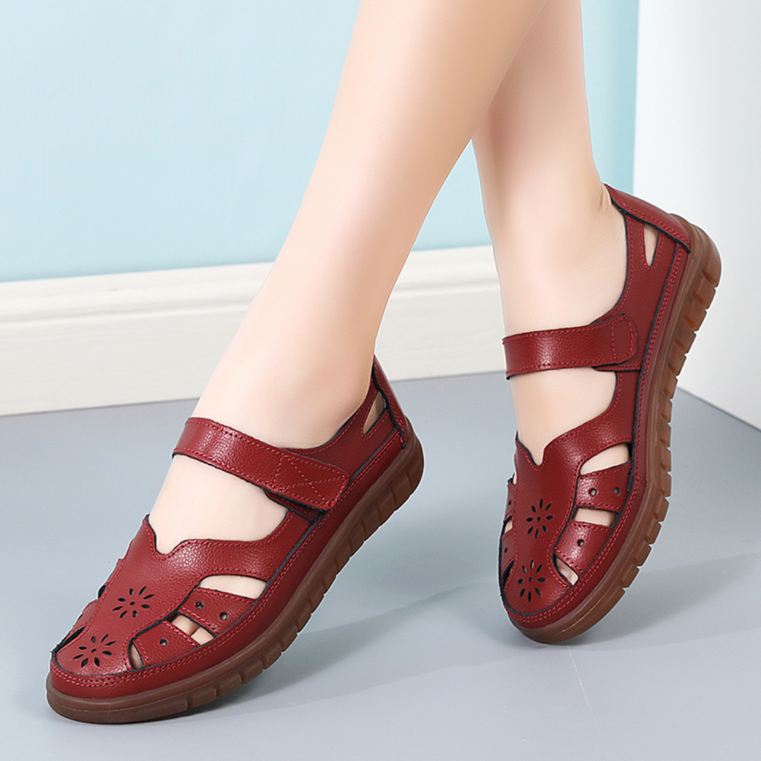 CMF Women Orthopedic Sandals Breathable Leather Arch-support Velcro Roman Trendy Summer
